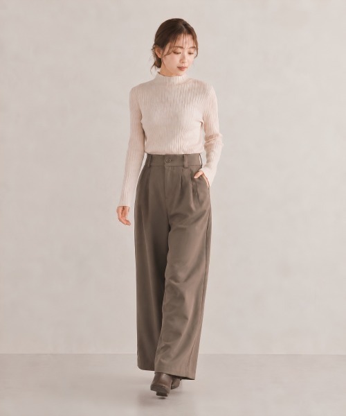 center i(センターアイ)の「ハイウエスト タックワイドスラックス(その他パンツ・レディース・ブラック/ブラウン・S/M)」の4枚目の写真