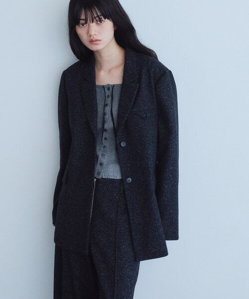 CODE A(コードエー)の「soft nep convertible jacket(テーラードジャケット・レディース・ブラウン系その他4/ブラック系3・00)」の3枚目の写真