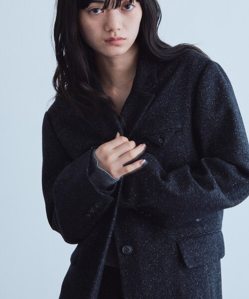 CODE A(コードエー)の「soft nep convertible jacket(テーラードジャケット・レディース・ブラウン系その他4/ブラック系3・00)」の6枚目の写真