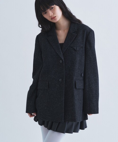CODE A(コードエー)の「soft nep convertible jacket(テーラードジャケット・レディース・ブラウン系その他4/ブラック系3・00)」の7枚目の写真