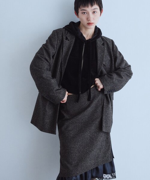 CODE A(コードエー)の「soft nep convertible jacket(テーラードジャケット・レディース・ブラウン系その他4/ブラック系3・00)」の12枚目の写真