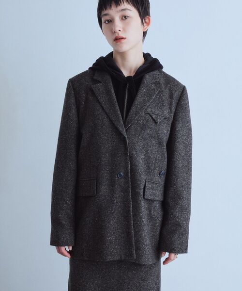 CODE A(コードエー)の「soft nep convertible jacket(テーラードジャケット・レディース・ブラウン系その他4/ブラック系3・00)」の14枚目の写真