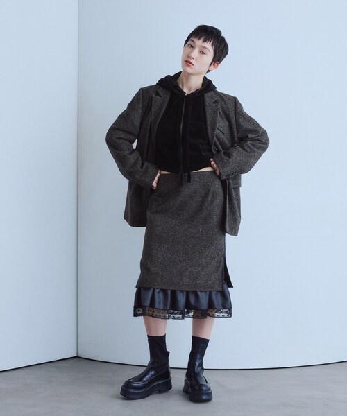 CODE A(コードエー)の「soft nep convertible jacket(テーラードジャケット・レディース・ブラウン系その他4/ブラック系3・00)」の17枚目の写真