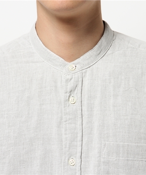 CIAOPANIC（チャオパニック）の「【Ciaopanic】　ダブルガーゼバンドカラーシャツ（シャツ/ブラウス・メンズ・オフホワイト/グレー/サックスブルー・LARGE/MEDIUM）」の9枚目の写真