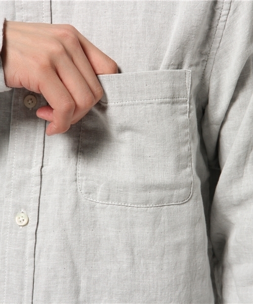 CIAOPANIC（チャオパニック）の「【Ciaopanic】　ダブルガーゼバンドカラーシャツ（シャツ/ブラウス・メンズ・オフホワイト/グレー/サックスブルー・LARGE/MEDIUM）」の10枚目の写真