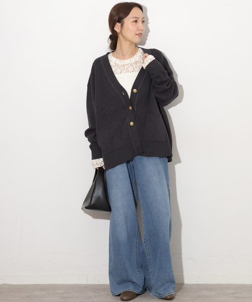 JOURNAL STANDARD relume（ジャーナルスタンダード　レリューム）の「ストレッチレースロングスリーブT（Tシャツ/カットソー・レディース・アイボリー/ブラック・FREE）」の10枚目の写真