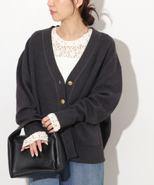 JOURNAL STANDARD relume（ジャーナルスタンダード　レリューム）の「ストレッチレースロングスリーブT（Tシャツ/カットソー・レディース・アイボリー/ブラック・FREE）」の13枚目の写真