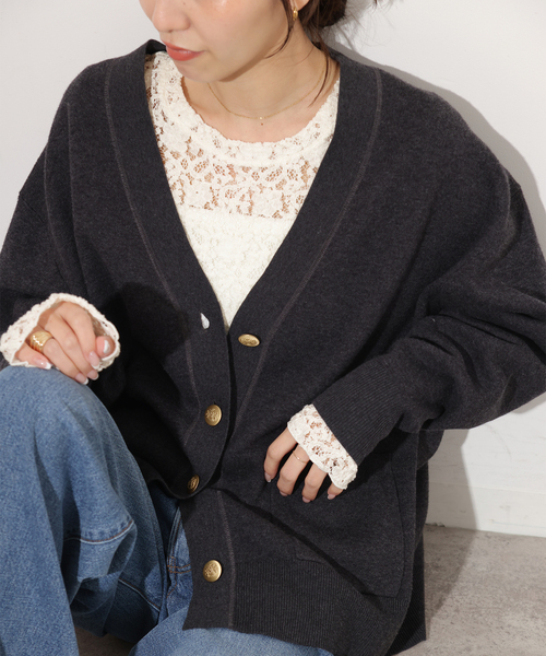 JOURNAL STANDARD relume（ジャーナルスタンダード　レリューム）の「ストレッチレースロングスリーブT（Tシャツ/カットソー・レディース・アイボリー/ブラック・FREE）」の14枚目の写真