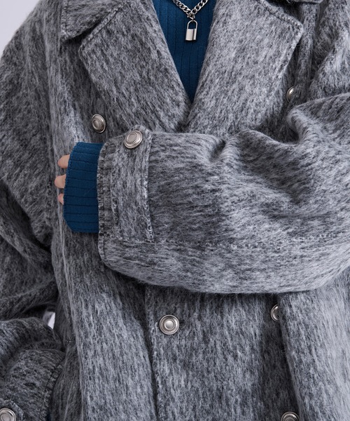 Ellno Loset(エルノロゼット)の「シャギーミドルジャケットコート(ピーコート・メンズ・グレー/ブラック・MEDIUM/SMALL/LARGE)」の17枚目の写真