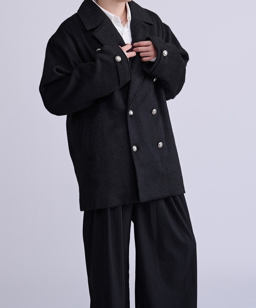 Ellno Loset(エルノロゼット)の「シャギーミドルジャケットコート(ピーコート・メンズ・グレー/ブラック・MEDIUM/SMALL/LARGE)」の21枚目の写真