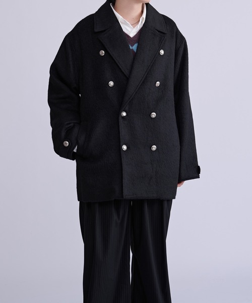 Ellno Loset(エルノロゼット)の「シャギーミドルジャケットコート(ピーコート・メンズ・グレー/ブラック・MEDIUM/SMALL/LARGE)」の20枚目の写真