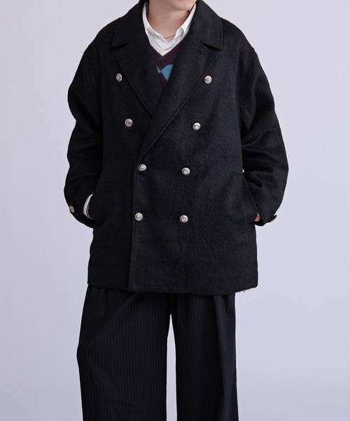 Ellno Loset(エルノロゼット)の「シャギーミドルジャケットコート(ピーコート・メンズ・グレー/ブラック・MEDIUM/SMALL/LARGE)」の19枚目の写真