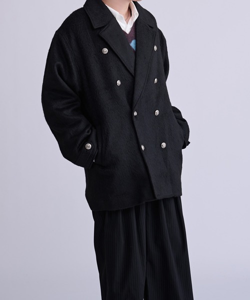 Ellno Loset(エルノロゼット)の「シャギーミドルジャケットコート(ピーコート・メンズ・グレー/ブラック・MEDIUM/SMALL/LARGE)」の22枚目の写真