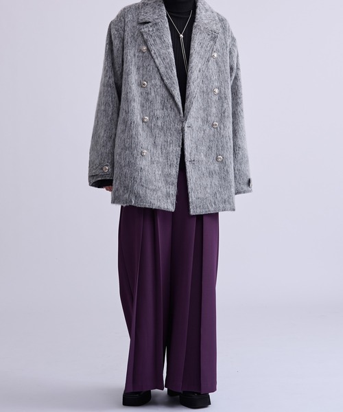 Ellno Loset(エルノロゼット)の「シャギーミドルジャケットコート(ピーコート・メンズ・グレー/ブラック・MEDIUM/SMALL/LARGE)」の15枚目の写真
