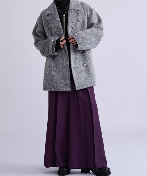 Ellno Loset(エルノロゼット)の「シャギーミドルジャケットコート(ピーコート・メンズ・グレー/ブラック・MEDIUM/SMALL/LARGE)」の3枚目の写真