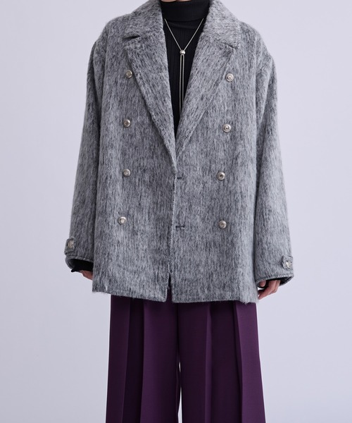 Ellno Loset(エルノロゼット)の「シャギーミドルジャケットコート(ピーコート・メンズ・グレー/ブラック・MEDIUM/SMALL/LARGE)」の13枚目の写真