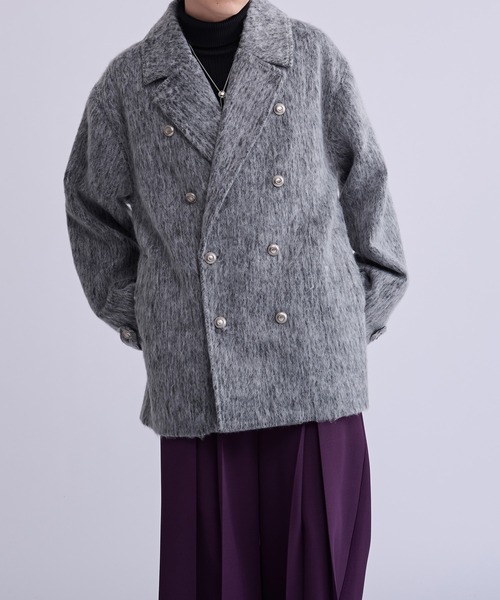 Ellno Loset(エルノロゼット)の「シャギーミドルジャケットコート(ピーコート・メンズ・グレー/ブラック・MEDIUM/SMALL/LARGE)」の5枚目の写真