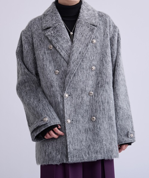 Ellno Loset(エルノロゼット)の「シャギーミドルジャケットコート(ピーコート・メンズ・グレー/ブラック・MEDIUM/SMALL/LARGE)」の6枚目の写真