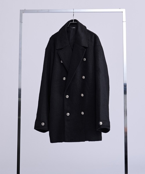 Ellno Loset(エルノロゼット)の「シャギーミドルジャケットコート(ピーコート・メンズ・グレー/ブラック・MEDIUM/SMALL/LARGE)」の18枚目の写真