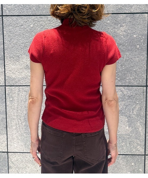 Desert Rose(デザートローズ)の「【DESERT ROSE/デザートローズ】フレンチスリーブリブハイネックニット(ニット/セーター・レディース・レッド・FREE)」の6枚目の写真