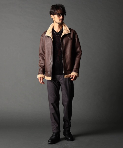 NICOLE CLUB FOR MEN(ニコルクラブフォーメン)の「ムラプリントフェイクムートンブルゾン(ブルゾン・メンズ・ブラック/ダークブラウン・X-LARGE/MEDIUM/LARGE)」の3枚目の写真