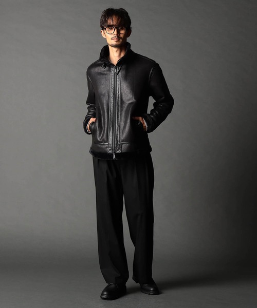 NICOLE CLUB FOR MEN(ニコルクラブフォーメン)の「ムラプリントフェイクムートンブルゾン(ブルゾン・メンズ・ブラック/ダークブラウン・X-LARGE/MEDIUM/LARGE)」の4枚目の写真