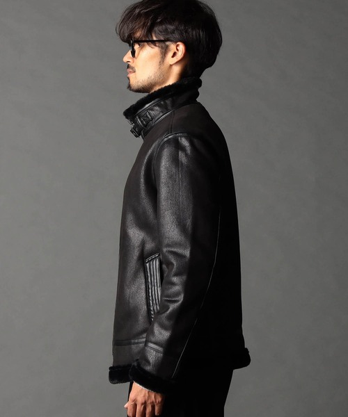 NICOLE CLUB FOR MEN(ニコルクラブフォーメン)の「ムラプリントフェイクムートンブルゾン(ブルゾン・メンズ・ブラック/ダークブラウン・X-LARGE/MEDIUM/LARGE)」の6枚目の写真