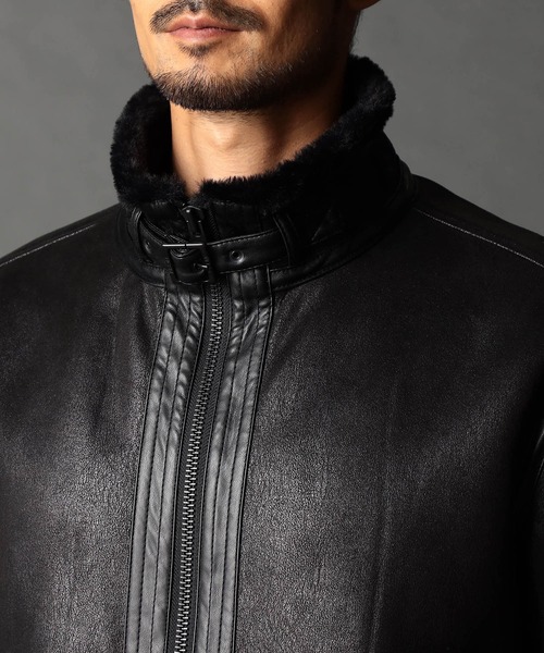 NICOLE CLUB FOR MEN(ニコルクラブフォーメン)の「ムラプリントフェイクムートンブルゾン(ブルゾン・メンズ・ブラック/ダークブラウン・X-LARGE/MEDIUM/LARGE)」の7枚目の写真