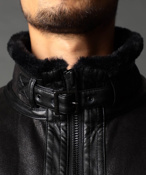 NICOLE CLUB FOR MEN(ニコルクラブフォーメン)の「ムラプリントフェイクムートンブルゾン(ブルゾン・メンズ・ブラック/ダークブラウン・X-LARGE/MEDIUM/LARGE)」の9枚目の写真