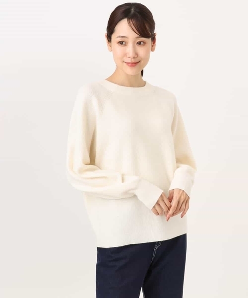 MK MICHEL KLEIN（エムケーミッシェルクラン）の「[洗える]片畦編みラグランスリーブニット（ニット/セーター・レディース・コーラル/アイボリー/ブルー/グレー・38）」の11枚目の写真