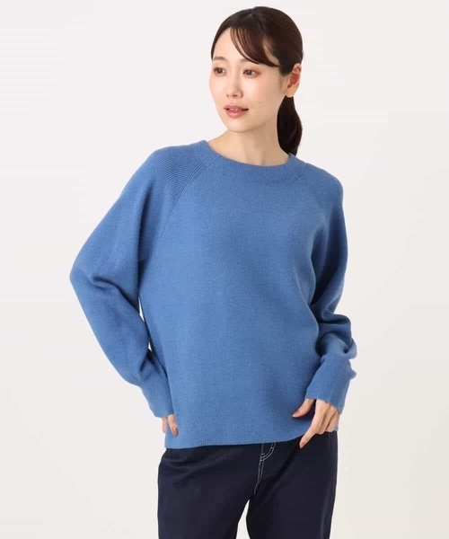 MK MICHEL KLEIN（エムケーミッシェルクラン）の「[洗える]片畦編みラグランスリーブニット（ニット/セーター・レディース・コーラル/アイボリー/ブルー/グレー・38）」の6枚目の写真