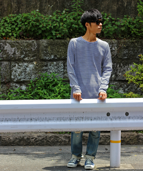 glory crew(グローリークルー)の「グランジ風ボーダーロングTシャツ glory crew(グローリークルー)の「グランジ風ボーダーロングTシャツ