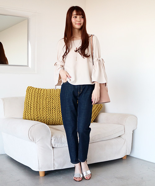 N.（N. Natural Beauty Basic）（エヌエヌナチュラルビューティーベーシック）の「2WAYリボンフレアスリーブブラウス（シャツ/ブラウス・レディース・ブルー/ホワイト/ピンク/ベージュ・MEDIUM）」の5枚目の写真