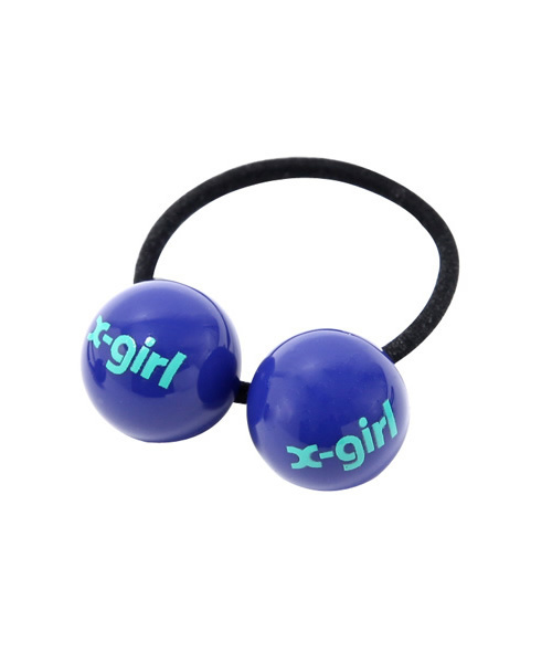 X-girl（エックスガール）の「ROUND LOGO HAIR ELASTIC（ヘアゴム・レディース・ブラック/グリーン/ブルー/レッド・ONE SIZE）」の4枚目の写真