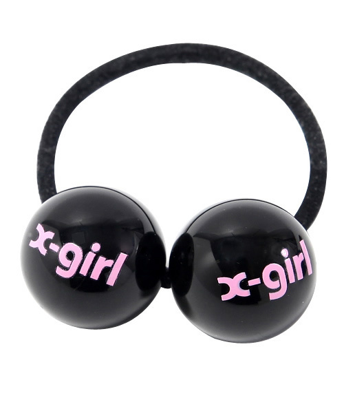 X-girl（エックスガール）の「ROUND LOGO HAIR ELASTIC（ヘアゴム・レディース・ブラック/グリーン/ブルー/レッド・ONE SIZE）」の5枚目の写真