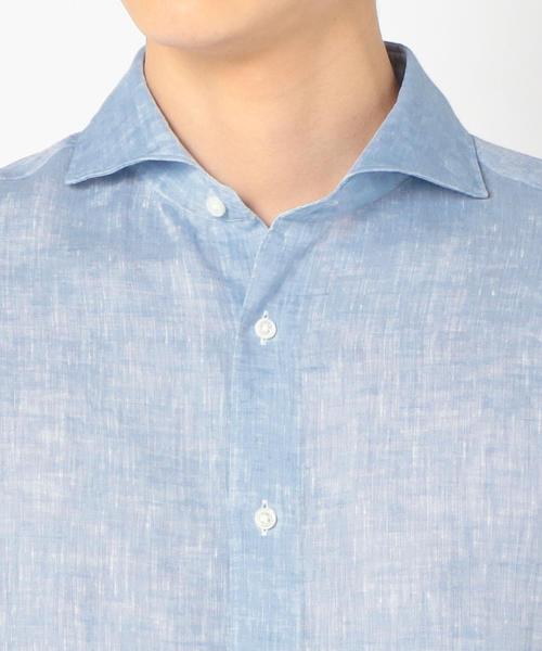 【美品】シップス ALBINI社リネン ホリゾンタルカラーリネンシャツ L 美品 SHIPS ALBINI ホリゾンタルカラー リネン シャツ 日本製