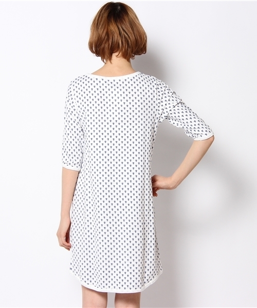 BEAMS BOY（ビームスボーイ）の「Les Olivades×BEAMS BOY / ボートネック 7分袖ワンピース（ワンピース・レディース・ホワイト/イエロー・ONE SIZE）」の4枚目の写真