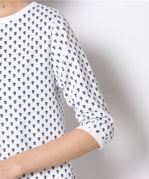 BEAMS BOY（ビームスボーイ）の「Les Olivades×BEAMS BOY / ボートネック 7分袖ワンピース（ワンピース・レディース・ホワイト/イエロー・ONE SIZE）」の7枚目の写真