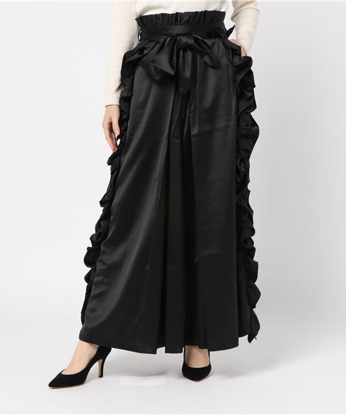 onespo(ワンスポ)の「サイドフリルパンツ(その他パンツ・レディース・ブラック/ライトピンク・M)」の4枚目の写真
