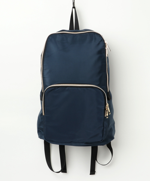 Rename（リネーム）の「Rename ゴールド ファスナー ナイロン デイバッグ リュックサック バックパック（バックパック/リュック・レディース・ブラック/ベージュ/カーキ/ネイビー/モカ/グレイッシュベージュ・FREE）」の17枚目の写真