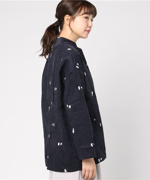 MERLOT（メルロー）の「コーデュロイ調うしろからパンダ刺繍ジャケット2424（その他アウター・レディース・ネイビー/キャメル・FREE）」の12枚目の写真