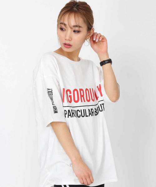 ENVYM（アンビー）の「バッククロスデザインＴ－ＳＨ                        （Tシャツ/カットソー・レディース・ホワイト/ブラック・FREE）」の2枚目の写真