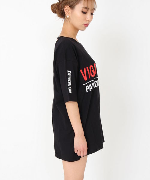 ENVYM（アンビー）の「バッククロスデザインＴ－ＳＨ                        （Tシャツ/カットソー・レディース・ホワイト/ブラック・FREE）」の3枚目の写真