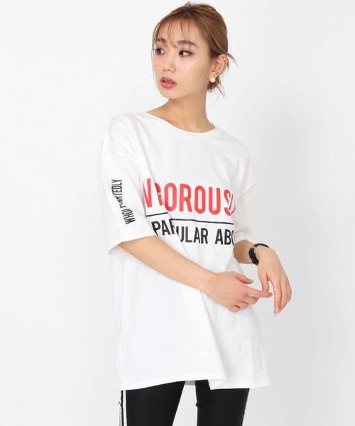 ENVYM（アンビー）の「バッククロスデザインＴ－ＳＨ                        （Tシャツ/カットソー・レディース・ホワイト/ブラック・FREE）」の9枚目の写真