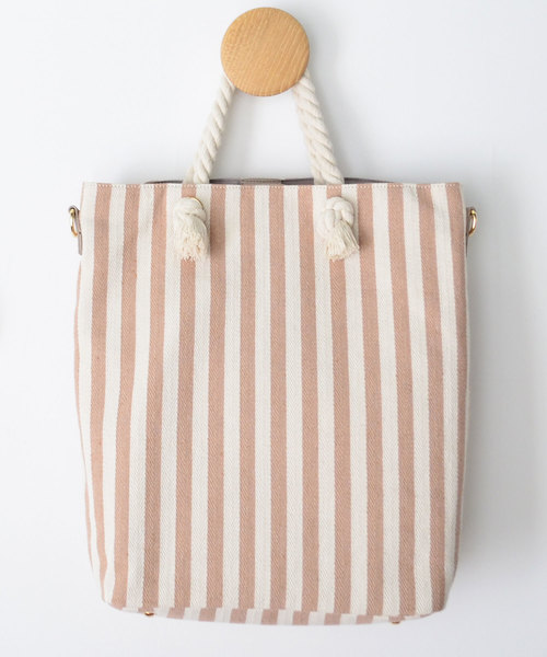 VitaFelice（ヴィータフェリーチェ）の「ストライプ キャンバス トートバッグ/ショルダーバッグ（トートバッグ・レディース・ベージュ系その他/ネイビー/ブラック/イエロー・FREE）」の13枚目の写真