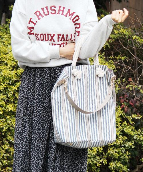VitaFelice（ヴィータフェリーチェ）の「ストライプ キャンバス トートバッグ/ショルダーバッグ（トートバッグ・レディース・ベージュ系その他/ネイビー/ブラック/イエロー・FREE）」の17枚目の写真