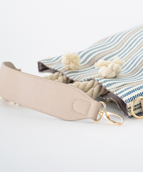 VitaFelice（ヴィータフェリーチェ）の「ストライプ キャンバス トートバッグ/ショルダーバッグ（トートバッグ・レディース・ベージュ系その他/ネイビー/ブラック/イエロー・FREE）」の20枚目の写真