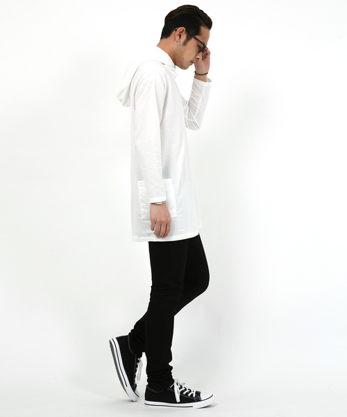 Rocky Monroe(ロッキーモンロー)の「ロング丈BIGパーカー(パーカー・メンズ・ホワイト/杢グレー/ブラック・M/L/XL)」の8枚目の写真
