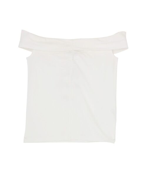 EMODA(エモダ)の「フロントギャザーオフショルダートップ(Tシャツ/カットソー)」|ホワイト
