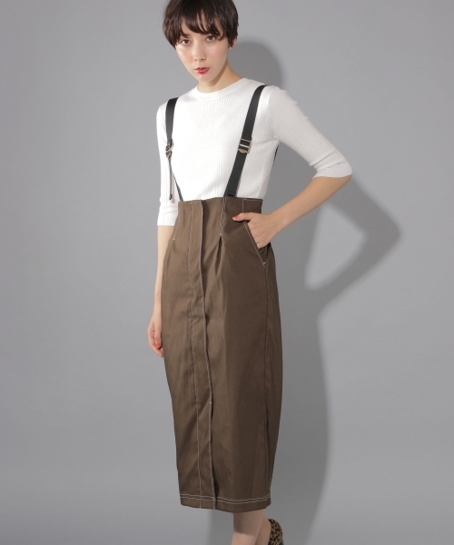 PAGEBOY(ページボーイ)の「配色ステッチサス付きスカート(スカート・レディース・ブラック/ベージュ/カーキ・SMALL/MEDIUM)」の3枚目の写真